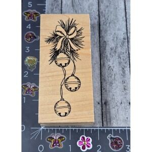 Great Impressions Christmas Bells Holiday G348 Bow Rubber Stamp Wood #O107